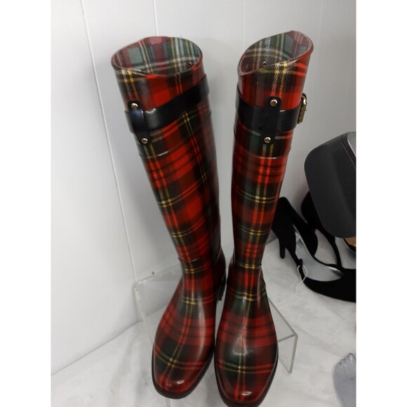 Lauren Ralph Lauren Women's Size 6B Rossalyn II Red Tartan Plaid Rain Boots - Picture 5 of 5